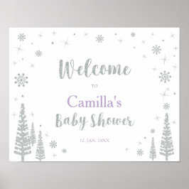 Välkomstskylt för Winter Baby Shower, Girl, Girl,  Poster