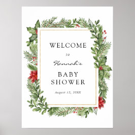 Välkomstskylt för Winter Evergreen Ram Baby Shower Poster