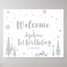 Välkomstskylt för Winter Girl 1:a födelsedagen Par Poster