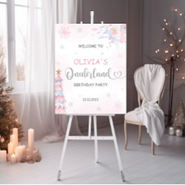 Välkomstskylt för Winter Onederland Girl Birthday Poster