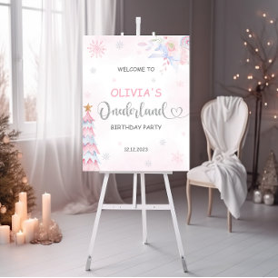 Välkomstskylt för Winter Onederland Girl Birthday Poster