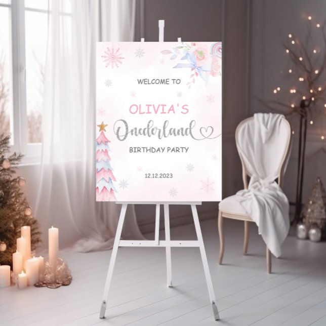 Välkomstskylt för Winter Onederland Girl Birthday Poster (Skapare uppladdad)