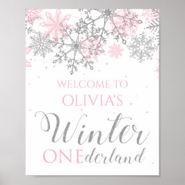 Välkomstskylt för Winter ONEderland snöflake Poster