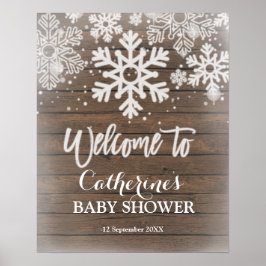 Välkomstskylt för Winter snowflake Baby Shower Poster