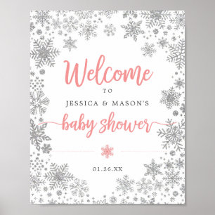 Välkomstskylt för Winter Snowflake Baby Shower Poster