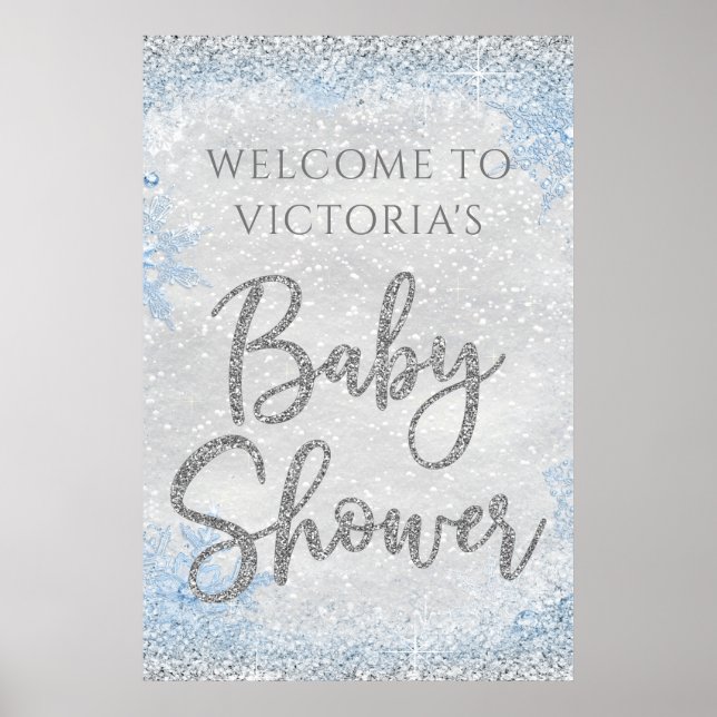 Välkomstskylt för Winter Wonderland Baby Shower Poster (Framsidan)