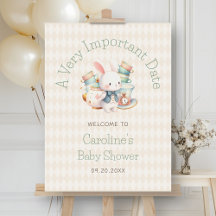 Välkomstskylt för Wonderland Rabbit Shower Birthda