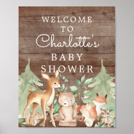 Välkomstskylt för Woodland Animals Baby Shower Poster
