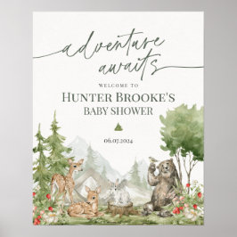 Välkomstskylt för Woodland Animals Baby Shower Poster