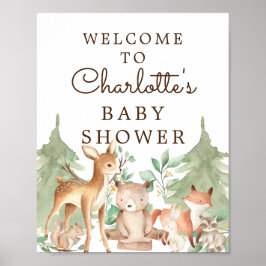 Välkomstskylt för Woodland Animals Baby Shower Poster