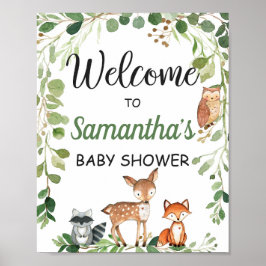 Välkomstskylt för Woodland Animals Baby Shower Poster