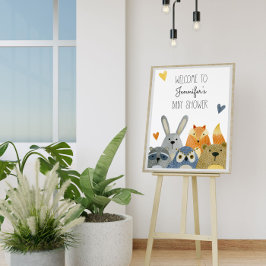 Välkomstskylt för Woodland Animals Baby Shower Poster
