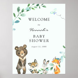 Välkomstskylt för Woodland Animals Baby Shower Poster