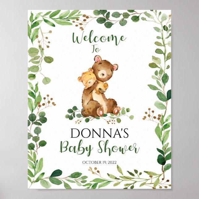 Välkomstskylt för Woodland Baby Shower Poster (Framsidan)