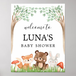 Välkomstskylt för Woodland Baby Shower Poster