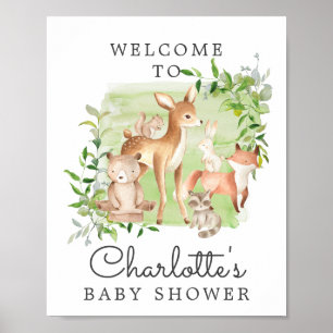 Välkomstskylt för Woodland Friends Baby Shower Poster