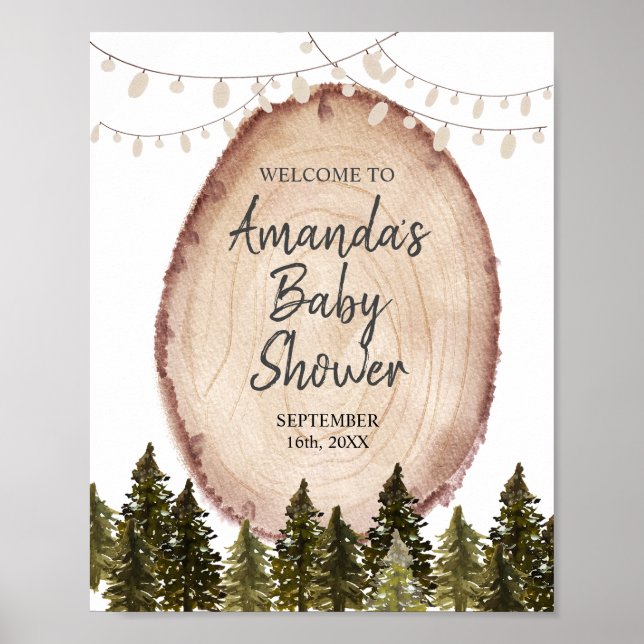 Välkomstskylt för Woodland Winter Baby Shower Fore Poster (Framsidan)