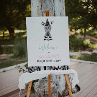 Välkomstskylt för Zebra Animal Födelsedagsfest
