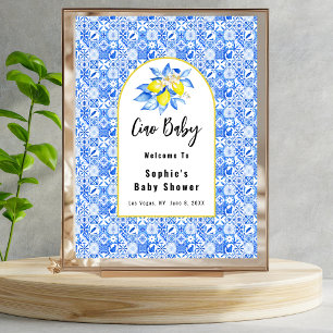 Välkomstskylt från Ciao Baby, Blue Tiles och Lemon Poster