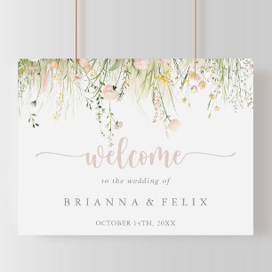 Välkomstskylt från Greenery Boho Wildblomma Bröllo Poster
