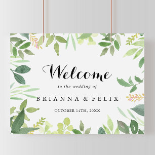 Välkomstskylt från Greenery Botanical Foliage Bröl Poster