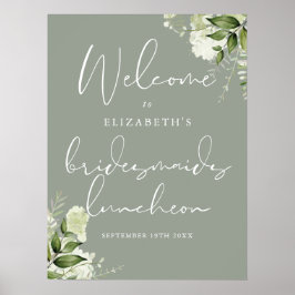 Välkomstskylt från Greenery Bridesmaids Luncheon Poster