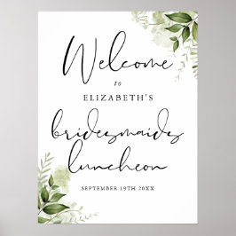Välkomstskylt från Greenery Bridesmaids Luncheon Poster