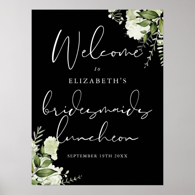 Välkomstskylt från Greenery Bridesmaids Luncheon Poster (Framsidan)