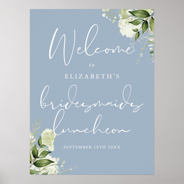 Välkomstskylt från Greenery Bridesmaids Luncheon Poster (Framsidan)