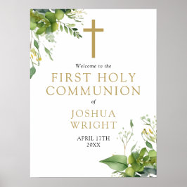 Välkomstskylt från Greenery First Heliga Communion Poster