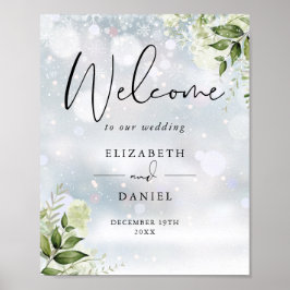 Välkomstskylt från Greenery Winter Wedding Poster