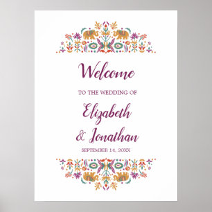 Välkomstskylt från Indisk blommant Elephant bröllo Poster