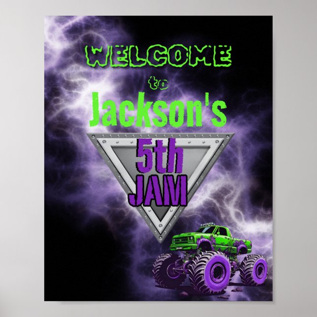 Välkomstskylt från Monster Lastbil på födelsedagen Poster (Framsidan)