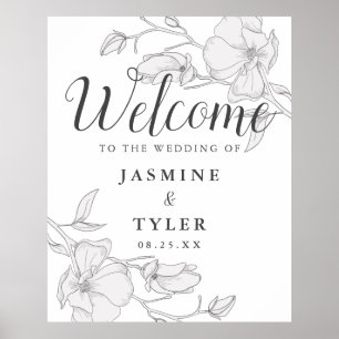 Välkomstskylt från Rustic Ivory Magnolia Flowers B Poster