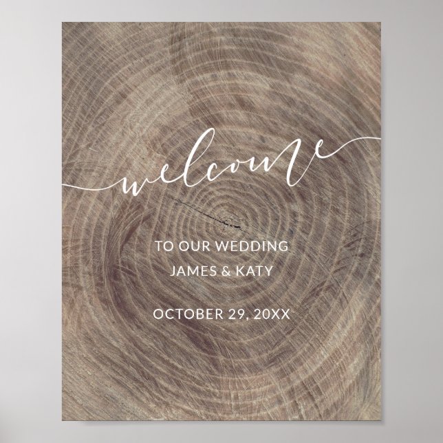Välkomstskylt från Rustik wood bröllop | BRÖLLOP P Poster (Framsidan)