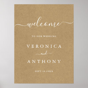 Välkomstskylt från Simple Faux Rustic Kraft Bröllo Poster