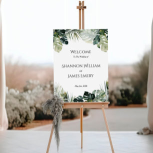 Välkomstskylt från Tropical Bröllop - botaniskt te Poster