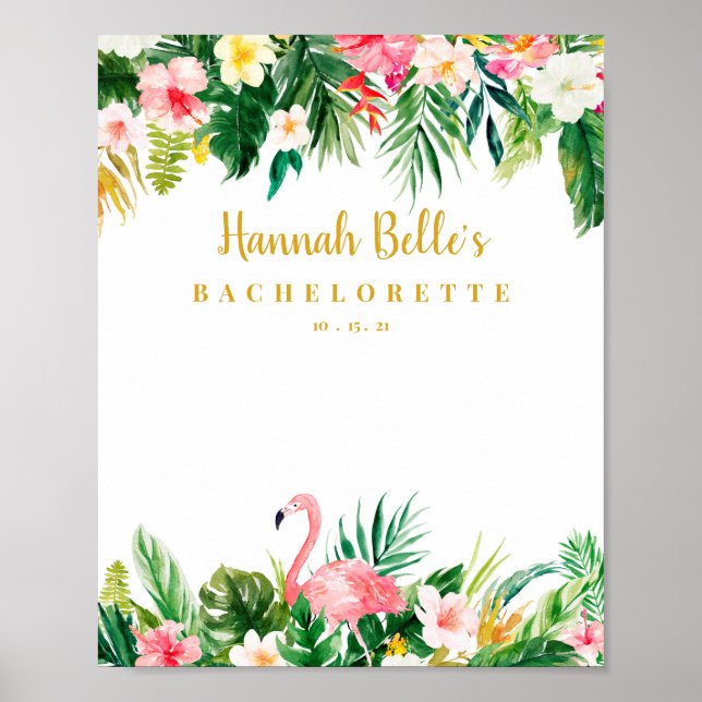 Välkomstskylt från Tropical Flamingo Bachelorette  Poster (Framsidan)