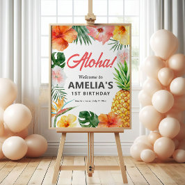 Välkomstskylt från Tropical Hawaiian Födelsedagsfe Poster