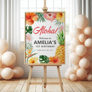 Välkomstskylt från Tropical Hawaiian Födelsedagsfe Poster