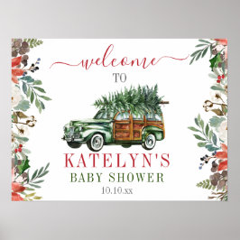 Välkomstskylt från Winter Baby Shower Greenery Las Poster