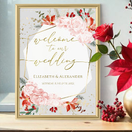 Välkomstskylt Gilded Watercolor Poster