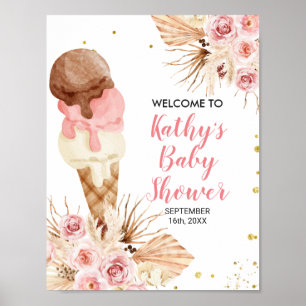 Välkomstskylt Glass Boho Pampasgräs Blommig Poster