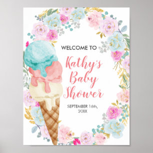 Välkomstskylt Glass Pastell Färg Blommor Poster