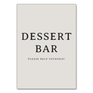 Välkomstskylt i beige seriffstil för dessertbar bordsnummer