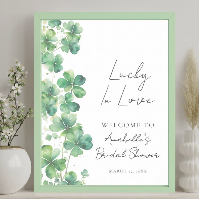 Välkomstskylt i Kärlek Möhippa Poster (Lucky In Love Bridal Shower Welcome Sign)