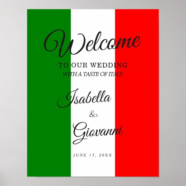 Välkomstskylt italien italiensk Bröllop Poster (Framsidan)