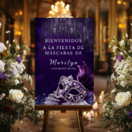 Välkomstskylt Mascarada Quinceañera Lila