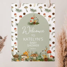 Välkomstskylt med svamp och vilda blommor poster