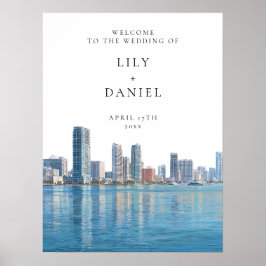 Välkomstskylt Miami Skyline Bröllop Poster